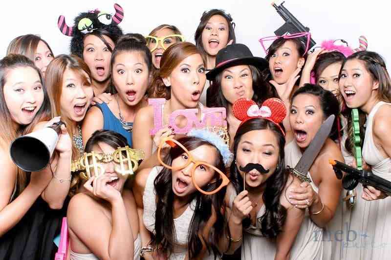 Bridesmaids with photo props