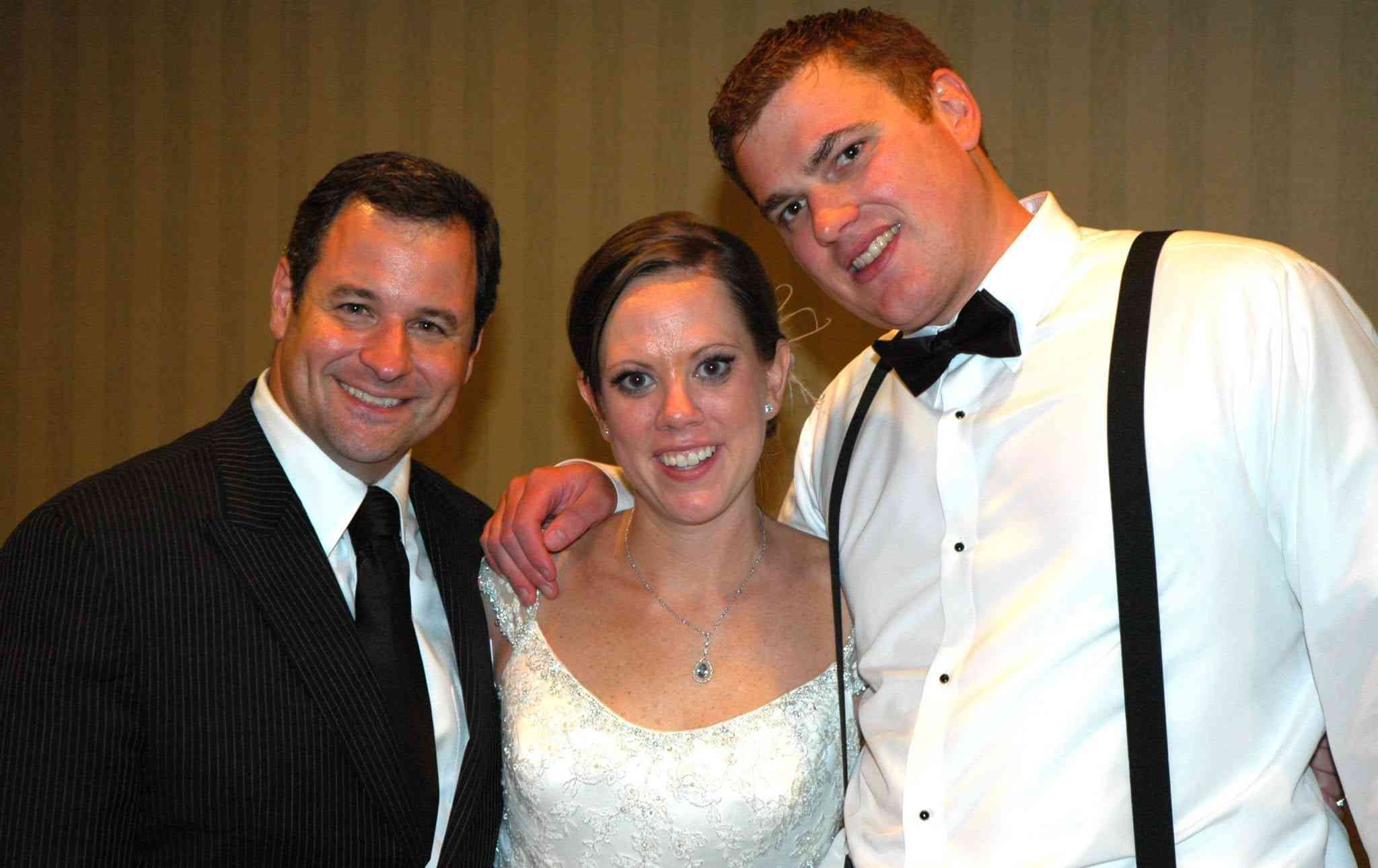David with bride and groom | DRS Music | David Rothstein Music | Chicago wedding band | Chicago wedding bands | Chicago wedding Music | Best Chicago Wedding Band