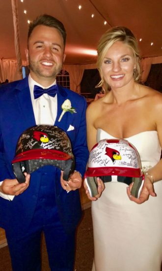 Chicago Wedding Bride and Groom with Gifts